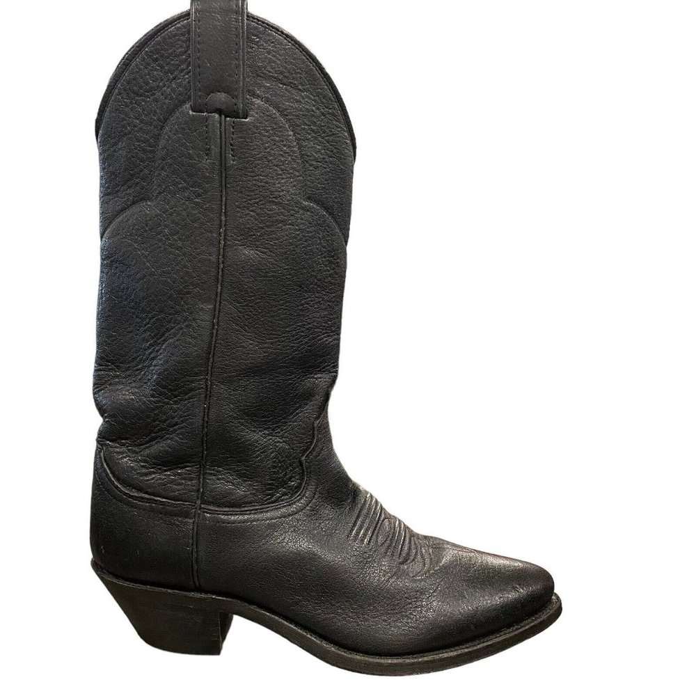 Justin L4715 Black Leather Round Toe Western Cowgirl Rodeo Boots Womens 8.5 B